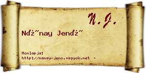Nánay Jenő névjegykártya